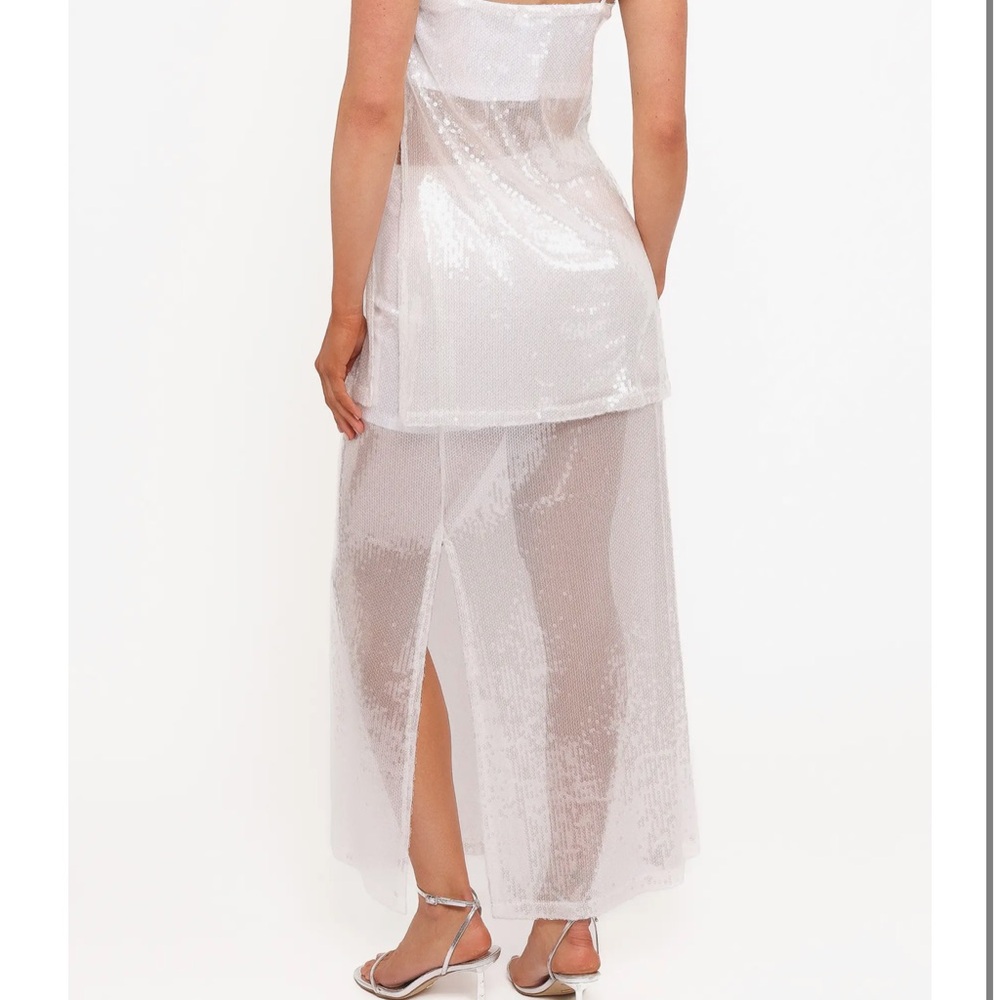 Petal & Pup Sheer White Sequin Maxi Dress